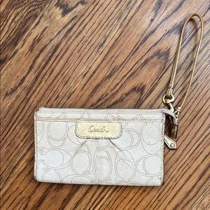 Coach Beige Wristlet